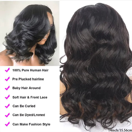 Body Wave Glueless HD Lace Bob Wig (13x4, 4x4, 250%)
