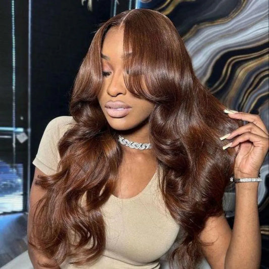 18-34” Chocolate Brown 13x4 HD Lace Body Wave Wig