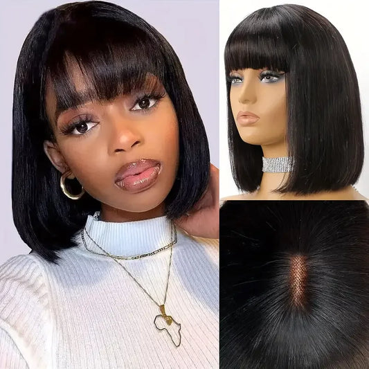 Sleek Brazilian Bob Lace Wig with Bangs