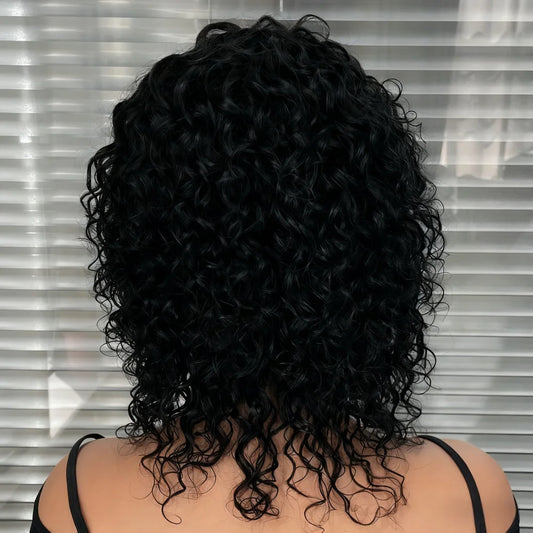 Luxury Curly Pixie Cut Human Hair Wig (Black, 99J)