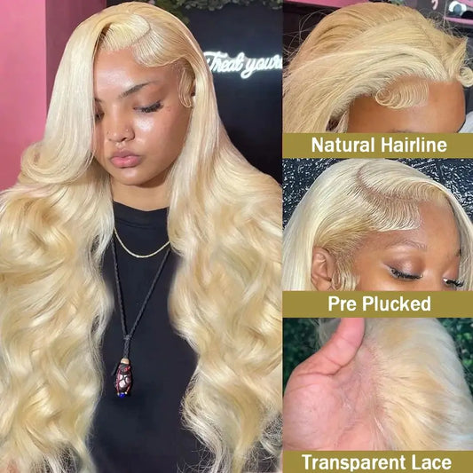 613 Blonde HD Transparent Body Wave Lace Front Wig – Brazilian Remy Human Hair