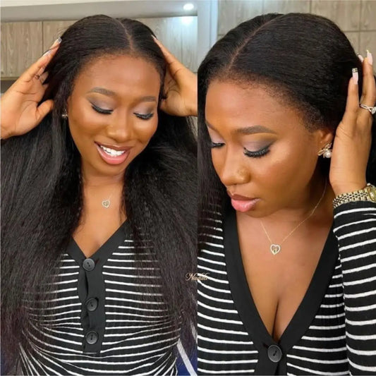 HD Transparent Kinky Straight Lace Front Wig – Brazilian Remy Human Hair