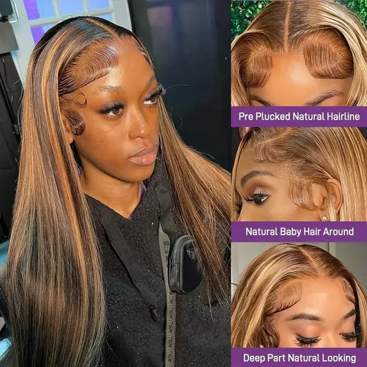 13x6 / 13x4 Honey Blonde Ombre Straight HD Lace Front Wig (4/27)