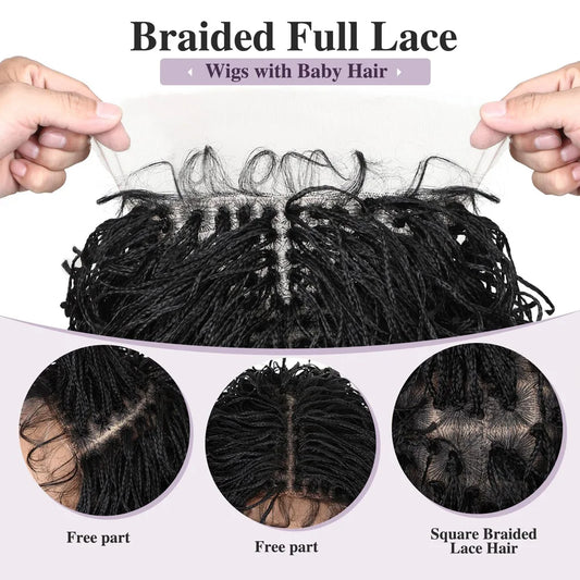 Curly Micro Box Braids Bob Lace Front Wig