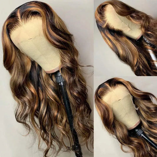 Honey Blonde Highlight 4x4 Lace Body Wave Wig