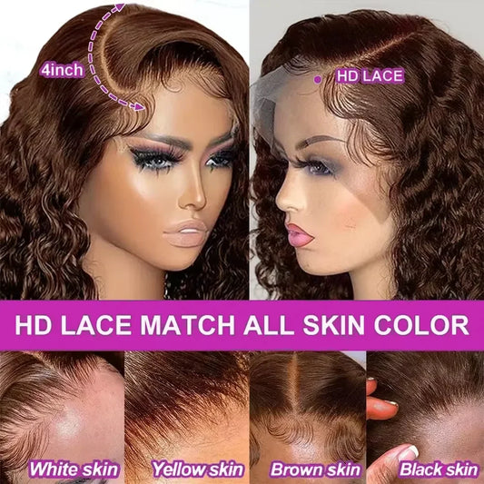 #4 Brown Deep Wave Bob HD Lace Wig (13x4, 4x4)