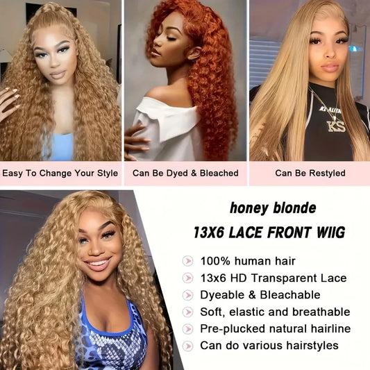 Honey Blonde Deep Wave Wig (HD Lace)