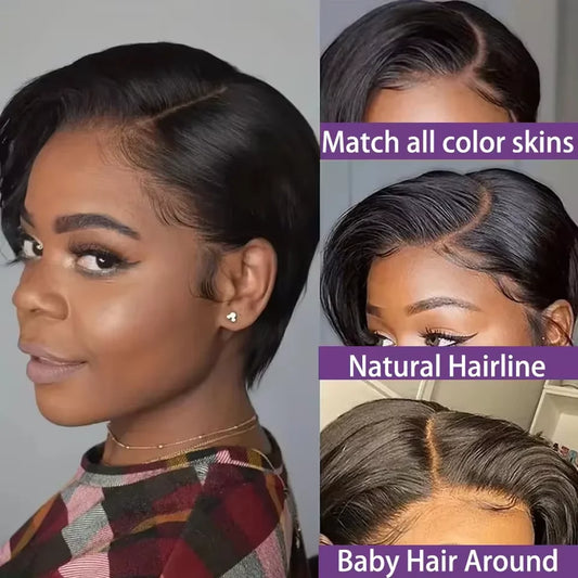 Straight Pixie Cut HD Lace Front Human Hair Wig