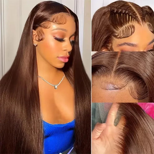 13x4 HD Lace Straight Wig | Chocolate Brown