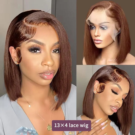 #4 Chocolate Brown Straight Bob HD Lace Wig (13x4)