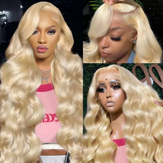 613 Blonde HD Transparent Body Wave Lace Front Wig – Brazilian Remy Human Hair