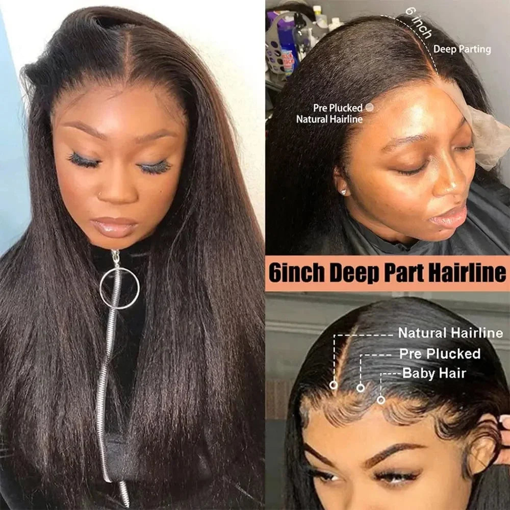 HD Transparent Kinky Straight Lace Front Wig – Brazilian Remy Human Hair