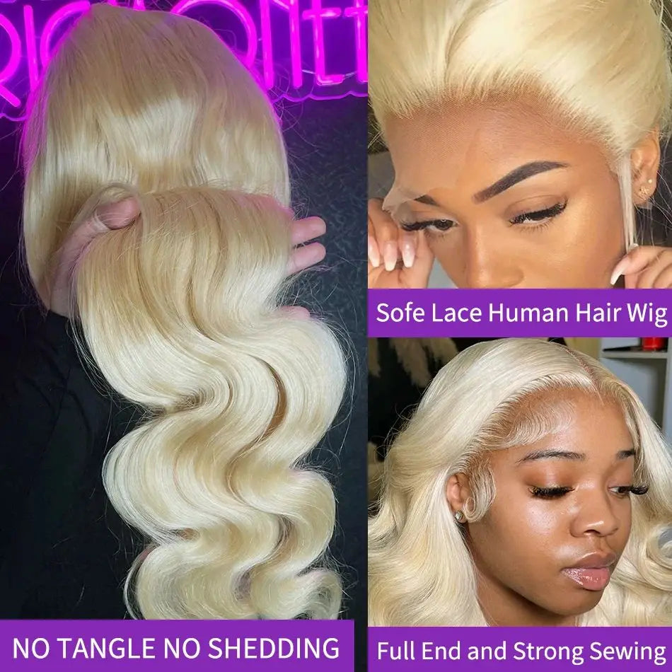 613 Blonde HD Transparent Body Wave Lace Front Wig – Brazilian Remy Human Hair