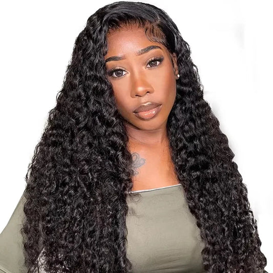 HD Transparent Deep Wave Lace Front Wig – Brazilian Remy Human Hair, Natural Volume