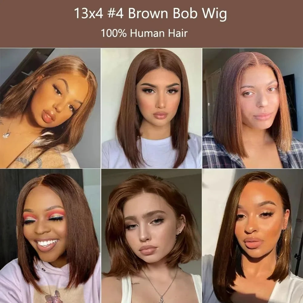 #4 Chocolate Brown Straight Bob HD Lace Wig (13x4)