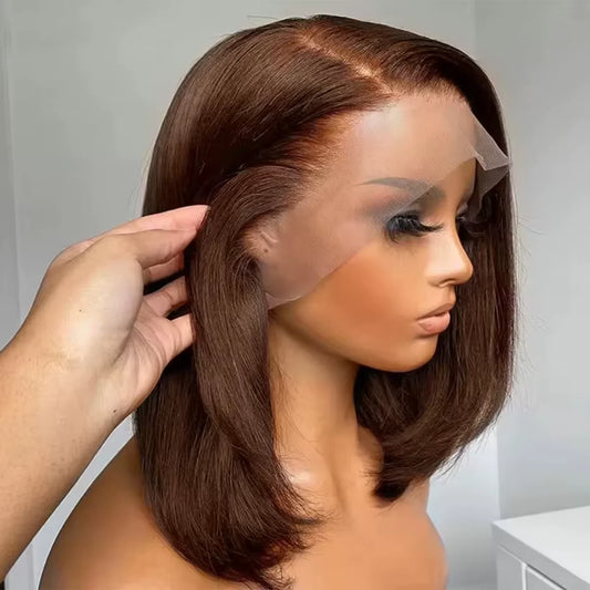 #4 Chocolate Brown Straight Bob HD Lace Wig (13x4)
