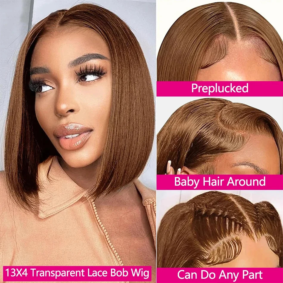 #4 Chocolate Brown Straight Bob HD Lace Wig (13x4)