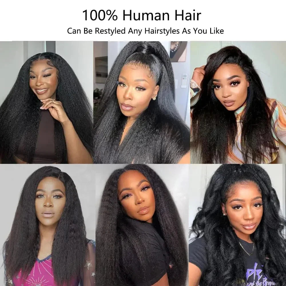 HD Transparent Kinky Straight Lace Front Wig – Brazilian Remy Human Hair
