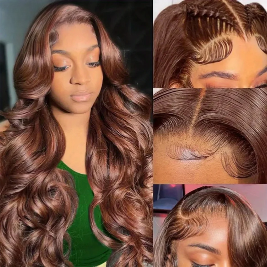 32~38” Chocolate Brown Body Wave HD Lace Frontal Wig