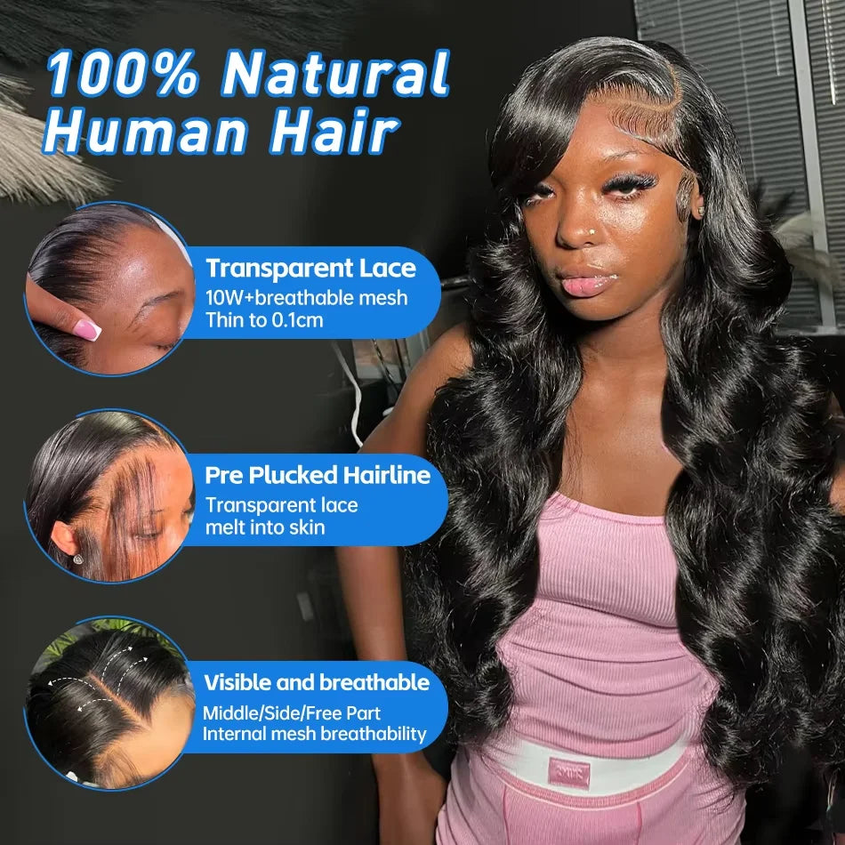 HD Transparent Body Wave Lace Frontal Wig – Brazilian Virgin Human Hair